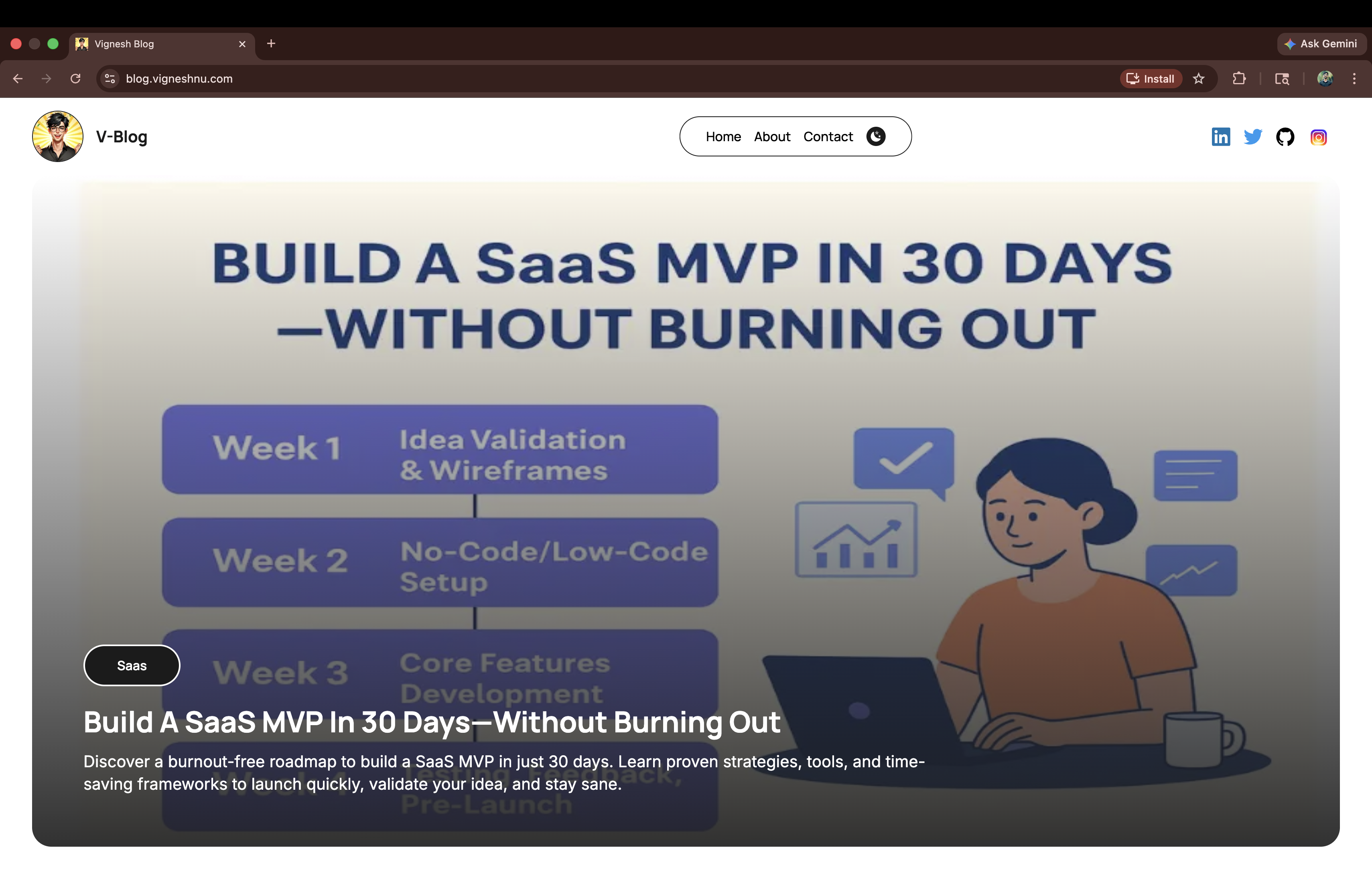 Vignesh's Blog — personal blog on AI, product management, and full-stack development