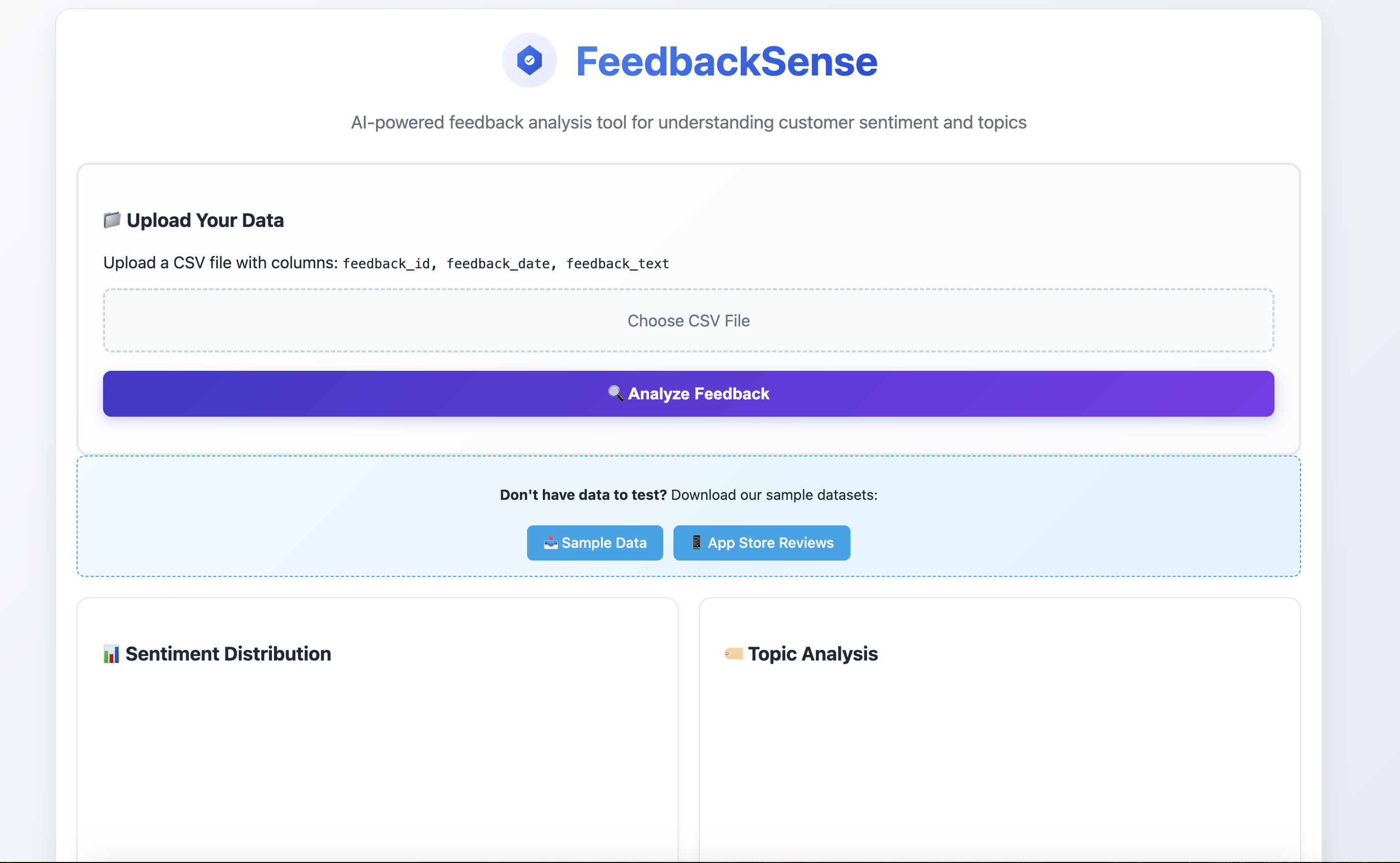 FeedbackSense — AI-powered feedback analysis tool with sentiment analysis