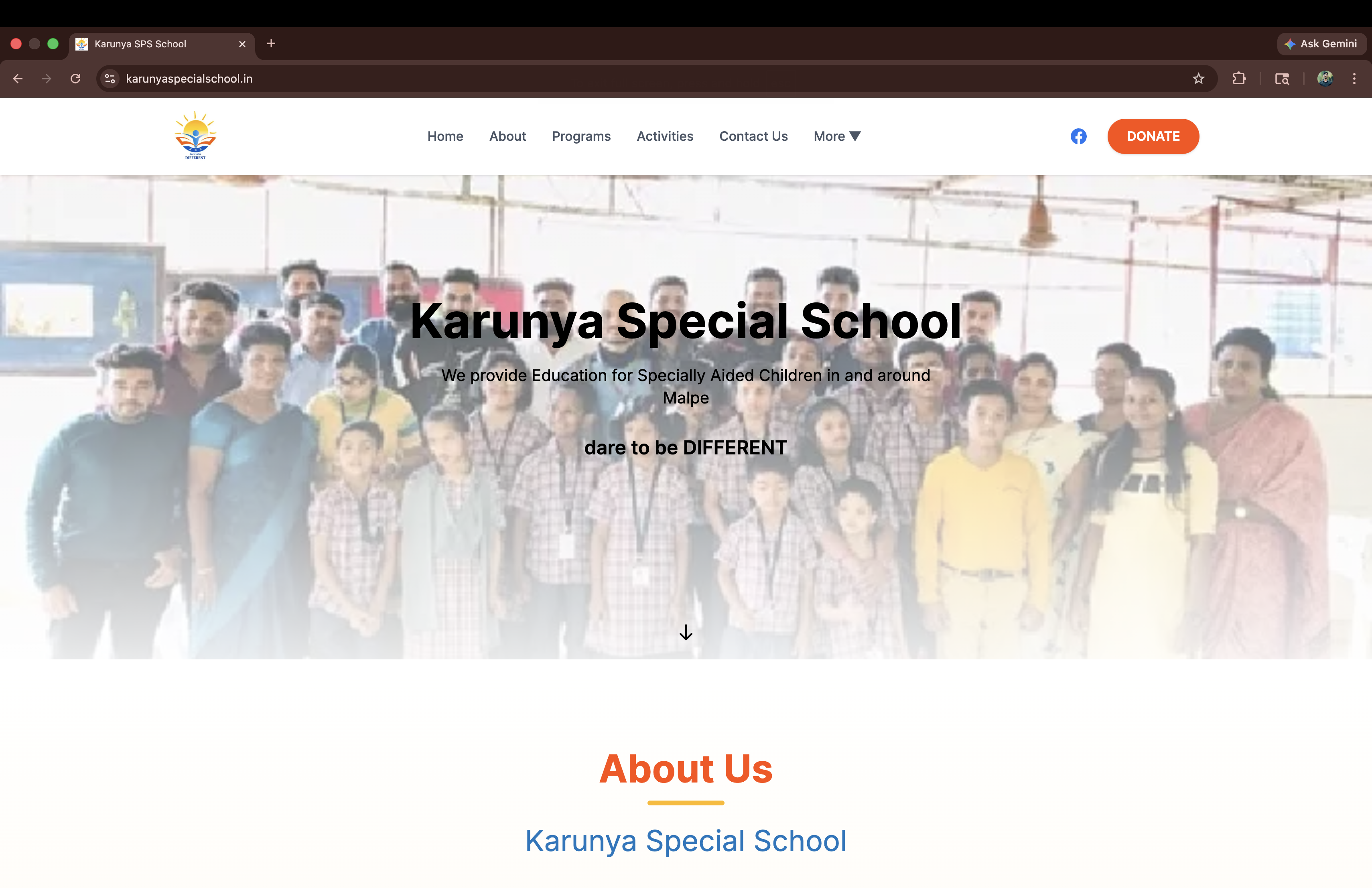 Karunya Special School — NGO website with admin-editable content built with Next.js and Firebase