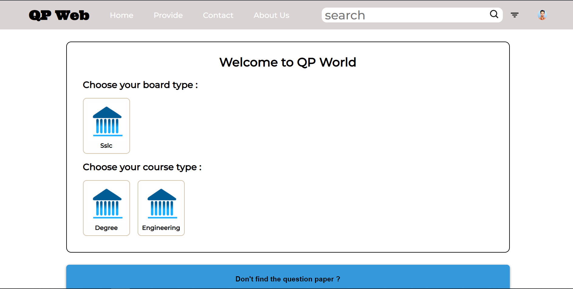 QP Web — platform for students to access and share question papers